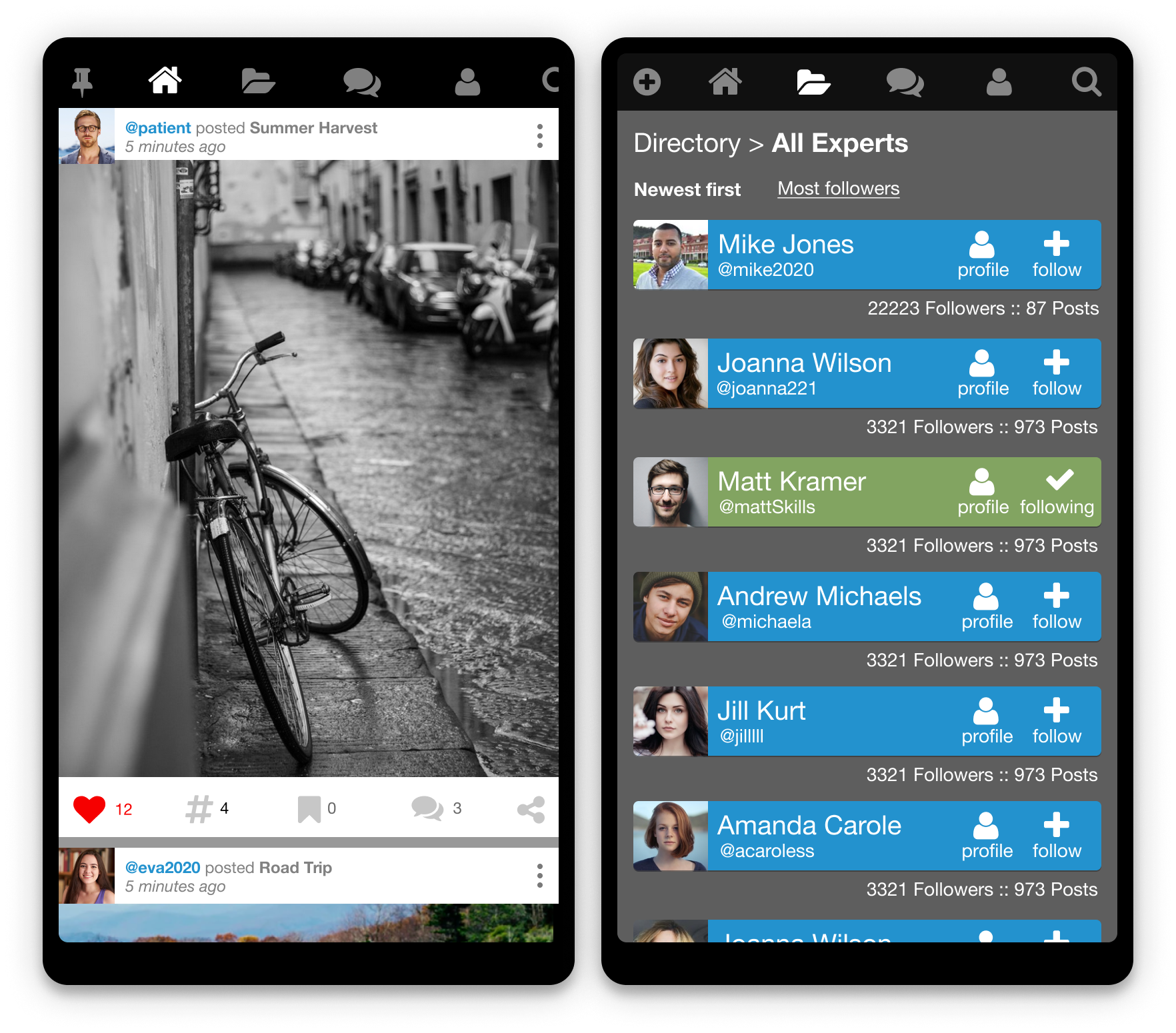 Binteo Social Media UI